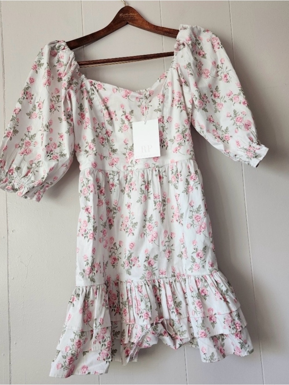 NWT Rachel Parcell Floral Cottagecore Mini Dress Small Pink Rose Print